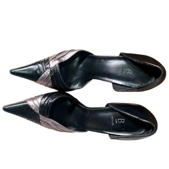 Black and Silver D'Orsay Pointed Toe Heels (W 7.5) - Picture 6 of 12